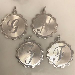 Initial sterling silver vintage pendant bracelet charm